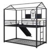 Twin Over Twin Bunk Bed, Housebed With Slide - Black - Image 11
