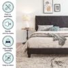 Queen Size Upholstered Platform Bed Frame, Wood Slat Support - Black - Image 5