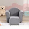 Kids Recliner Chair, Kids Upholstered Couch With Ottoman - Gray - Image 2
