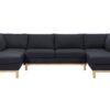 Hallie - Wide Sherpa Double Chaise U-Shape Sectional Sofa - Black - Image 2