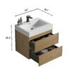 Alice - U040-Alice24-106 Bathroom Vanity With Sink, Large Storage Wall Mounted Floating Bathroom Vanity For Modern Bathroom - Oak / White - Image 8