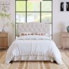 Full Upholstered Platform Bed With Saddle Curved Headboard And Diamond Tufted Details - Beige - Image 9