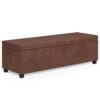 Avalon - Extra Large Storage Ottoman Bench - Distressed Saddle Brown - Image 4