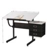 Adjustable Drafting Drawing Table With Stool And 3 Drawers - White / Black - Image 10