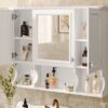 Wall Mounted Bathroom Medicine Cabinet, Modern Bathroom Wall Cabinet With Mirror, Mirror Cabinet With Open Shelves - White - Image 25