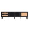 Rattan TV Stand With 3 Cabinets & 2 Drawers, Rattan-Inspired Media Console Table For Tvs Up To 80'', LED Light Entertainment Center, TV Cabinet For Living Room - Black - Image 11