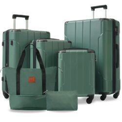Hardshell Luggage Sets 6 Piece Suitcase Set, Expandable Lightweight Suitcases With Wheels, Tsa Lock - Green