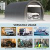 Outsunny - 10' x 16' Carport, Heavy Duty Portable Garage Storage Tent With Large Zippered Door, Anti-Uv Pe Canopy Cover For Car, Truck, Boat, Motorcycle, Bike, Garden Tools, Outdoor Work - Gray - Image 2