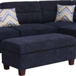 Diego - Fabric Sectional Sofa With Right Facing Chaise, Storage Ottoman, And 2 Accent Pillows - Black