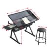 Adjustable Tempered Glass Drafting Printing Table With Chair - Black - Image 9