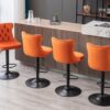 Swivel Velvet Barstools Adjusatble Seat Height, Modern Upholstered Bar Stools With Backs Comfortable Tufted For Home Pub And Kitchen Island (Set of 2) - Orange - Image 17