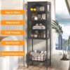 Metal Glass Door Display Storage Cabinet, 5 Tier Cube Bookshelf Storage Cabinet With 3 Adjustable Shelves For Kitchen, Dining Room, Living Room, Bathroom, Home Office - Black - Image 10