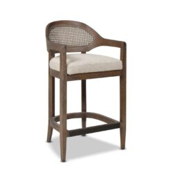 Americana - Mid-Century Modern Cane Back Counter Stool - Taupe Beige Textured Weave