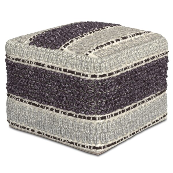 Grady - Square Pouf - Magenta / Natural