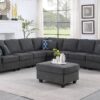 Leo - Woven 8 Piece Modular L-Shape Sectional Sofa And Ottoman - Dark Gray - Image 9