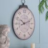 Antique Oval Wall Clock, Traditional Vintage Home Decor Clock - Ivory - Image 5