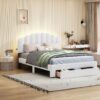 Queen Size Upholstered Platform Bed With Drawer - White - Image 9