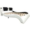 King Size Upholstered Platform Bed Frame With LED Lighting, Bluetooth Connection To Play Music Control, Backrest Vibration Massage, Curve Design, Wood Slat Support, Exhibited Speakers - White - Image 3