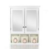 Bathroom Storage Cabinet, Medicine Cabinets For Bathroom With Mirror, 2 Doors 2 Adjustable Shelf & 3 Christmas Style Storage Basket - White - Image 5