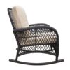 3 Pieces Conversation Set, Outdoor Wicker Rocker Patio Bistro Set, Rocking Chair With Glass Top Side Table - Brown / Beige - Image 7