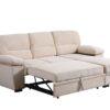 Kipling - Velvet Fabric Reversible Sleeper Sectional Sofa Chaise - Beige - Image 2