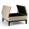 Dover - Square Coffee Table Storage Ottoman - Satin Cream - Image 3