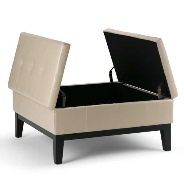 Dover - Square Coffee Table Storage Ottoman - Satin Cream