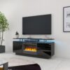 Large TV Cabinet With Fireplace Can Heating Change Color 9 Models 8 Levels Have LED Light - Black - Image 3