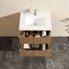 24" Wall Mount Bathroom Vanity Cabinet With - White Basin Sink Combo Floating - Walnut - Image 8