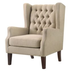 Irwin - Linen Button Tufted Wingback Chair - Beige
