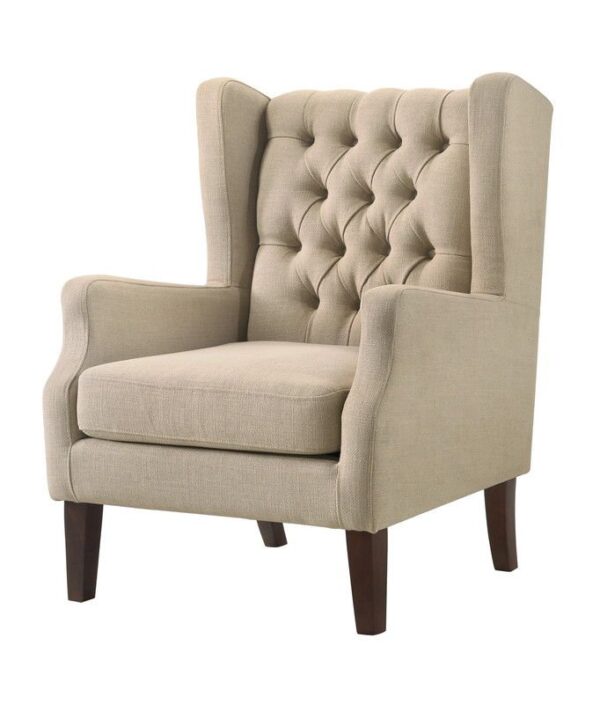 Irwin - Linen Button Tufted Wingback Chair - Beige