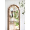 Half Round Elongated Mirror With Decorative Window Look Classic Architecture Style Solid Fir Wood Interior Decor - Brown - Image 6