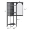 Metal Glass Door Display Storage Cabinet, 5 Tier Cube Bookshelf Storage Cabinet With 3 Adjustable Shelves For Kitchen, Dining Room, Living Room, Bathroom, Home Office - Black - Image 4