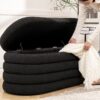 Fuji - Upholstered Oval Storage Bench - Ebony Black - Image 11