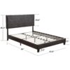 Queen Size Upholstered Platform Bed Frame, Wood Slat Support - Black - Image 7