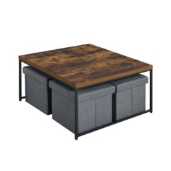 Caitlin - Wood Grain 5 Piece Coffee Table (Set of 5) - Weathered Oak