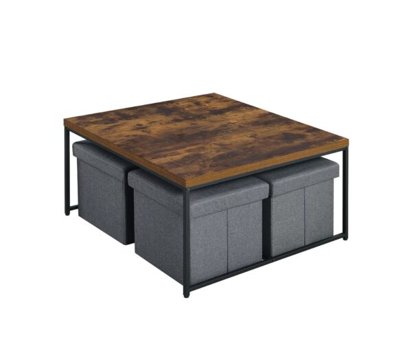 Caitlin - Wood Grain 5 Piece Coffee Table (Set of 5) - Weathered Oak