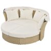 Outdoor Patio Daybed Wicker Rattan Double Daybed Round Sofa Furniture Set With Retractable Canopy, 4 Pillows For Lawn Garden Backyard Porch Pool - Beige - Image 17