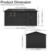 10'x12' Garden Sheds Outdoor Storage Sheds With Window - Black - Image 6