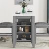 3-Piece Counter Height Dining Table Set With Built-In Storage Shelves, One Faux Marble Top Dining Table And 2 Counter Chairs With Footrest - Gray - Image 12
