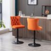Swivel Velvet Barstools Adjusatble Seat Height, Modern Upholstered Bar Stools With Backs Comfortable Tufted For Home Pub And Kitchen Island (Set of 2) - Orange - Image 14