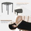 3 Pieces Of Luxury Outdoor Wicker Furniture, Patio Bistro Style Table And Chair Combination, Weather Resistant PE Wicker Weave, Suitable For Garden - Black / Natural - Image 8