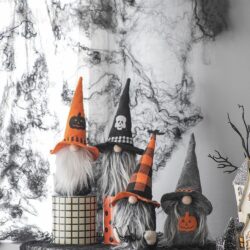Halloween Gnome Decor (Set of 4) - Black / Gray / Orange