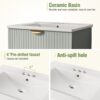 Modern Wall-Mounted Bathroom Vanity With 2 Drawers, Ideal For Small Bathrooms - Green - Image 10