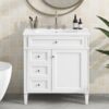 Bathroom Vanity & Top Sink, Modern Bathroom Storage Cabinet, 2 Drawers And A Tip-Out Drawer, Single Sink Bathroom Vanity - White - Image 2