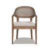Americana - Mid-Century Modern Cane Back Dining Chair Textured Weave - Taupe Beige - Image 3