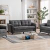 Callie - Woven Fabric Sofa Loveseat Chair Living Room (Set of 3) - Gray - Image 10