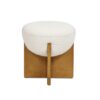 Bali - Round Upholstered Ottoman With Natural Base - Ivory White - Image 3