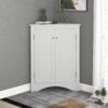 Triangle Bathroom Storage Cabinet With Adjustable Shelves, Freestanding Floor Cabinet For Home Kitchen - White - Image 2