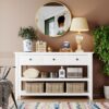 Retro Design Console Table With Two Open Shelves, Pine Frame And Legs For Living Room - Antique White - Image 2